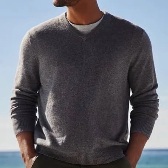 Pronto Uomo Cashmere V-Neck Sweater Grey 2XLT - Picture 1 of 15